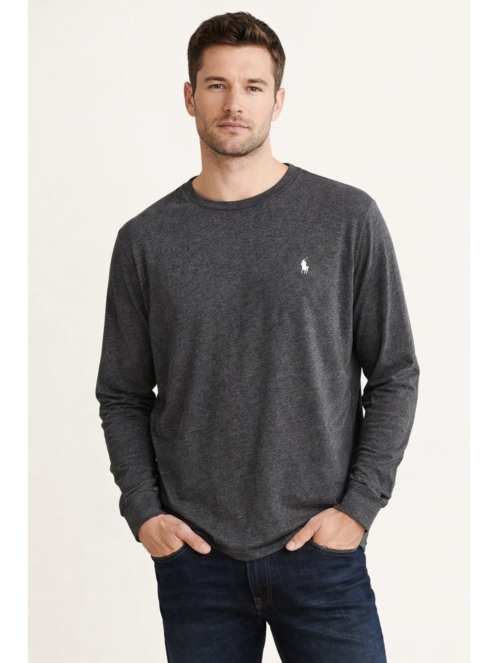 Polo Ralph Lauren Charcoal Gray Long Sleeve Crewneck Shirt Size Large